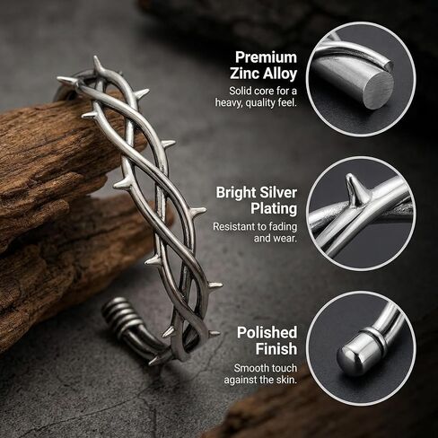 Mens Cuff Bracelet Gothic Cool Metal Steel Bangle Silver Bracelets With Box Zinc Alloy Jewelry for Men Men's Punk Retro Adjustable in Saudi Arabia