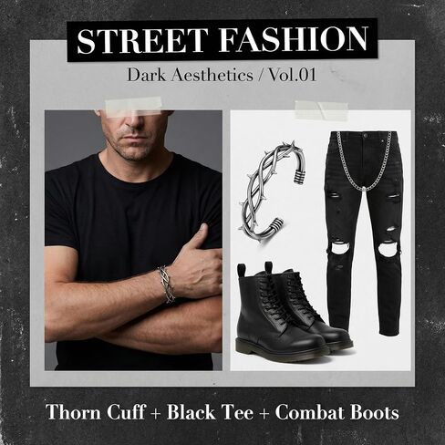 Mens Cuff Bracelet Gothic Cool Metal Steel Bangle Silver Bracelets With Box Zinc Alloy Jewelry for Men Men's Punk Retro Adjustable in Saudi Arabia