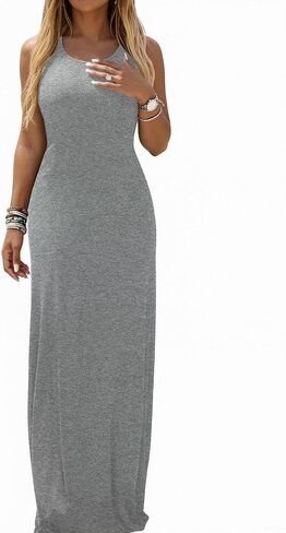 Ulovmi Women Summer Maxi Dresses Long Casual Club Party Sleeveless Tank Sundress in Saudi Arabia