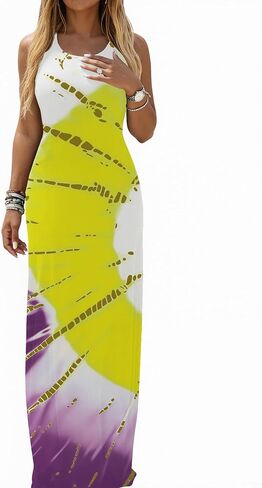 Ulovmi Women Summer Maxi Dresses Long Casual Club Party Sleeveless Tank Sundress in Saudi Arabia
