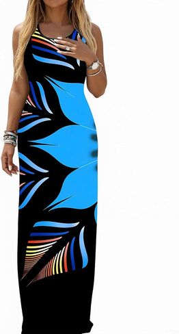 Ulovmi Women Summer Maxi Dresses Long Casual Club Party Sleeveless Tank Sundress in Saudi Arabia
