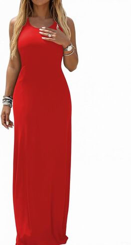 Ulovmi Women Summer Maxi Dresses Long Casual Club Party Sleeveless Tank Sundress in Saudi Arabia