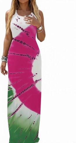 Ulovmi Women Summer Maxi Dresses Long Casual Club Party Sleeveless Tank Sundress in Saudi Arabia