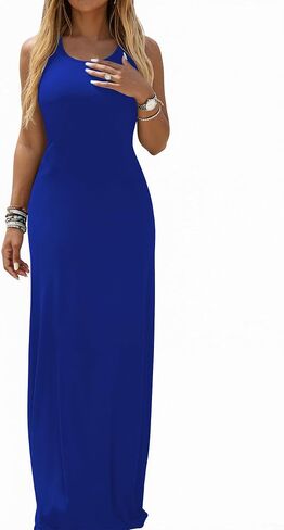 Ulovmi Women Summer Maxi Dresses Long Casual Club Party Sleeveless Tank Sundress in Saudi Arabia