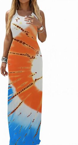Ulovmi Women Summer Maxi Dresses Long Casual Club Party Sleeveless Tank Sundress in Saudi Arabia