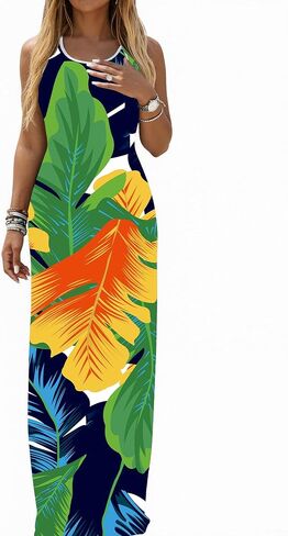 Ulovmi Women Summer Maxi Dresses Long Casual Club Party Sleeveless Tank Sundress in Saudi Arabia