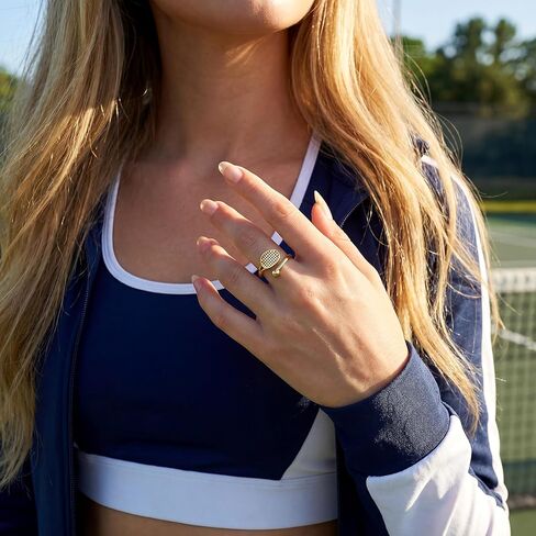 Tennis Rings for Women Racket Ring 14K Gold Plated Stackable Open Adjustable Rings Player Mom Sports Fans Jewelry Gifts in Saudi Arabia