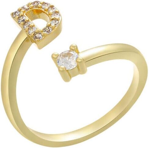 Magik Charm Initial Letter Ring Alphabet A-Z Gold Silver Adjustable Open Bands Ring in Saudi Arabia