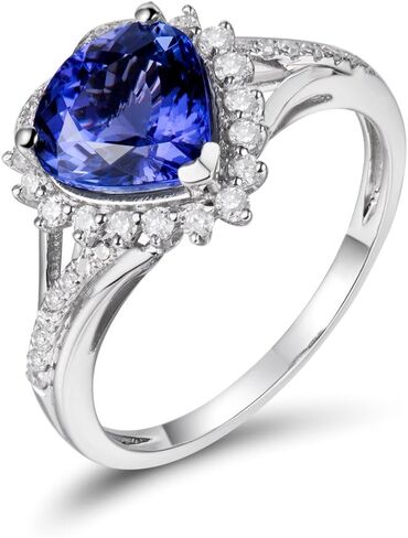 14K/18K White Gold Brilliant Natural Tanzanite Diamond Ring Engagement Wedding Band for Women Promotion in Saudi Arabia