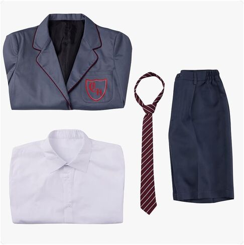 AwwwCos Men The Musical Cosplay Costume Gray School Uniform Shorts Skirt with Tie Halloween Party Outfit in Saudi Arabia