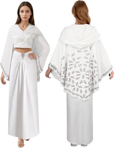 Knight Costume Women Queen Cosplay White Dress Top Skirt Accessories for Adult in Saudi Arabia