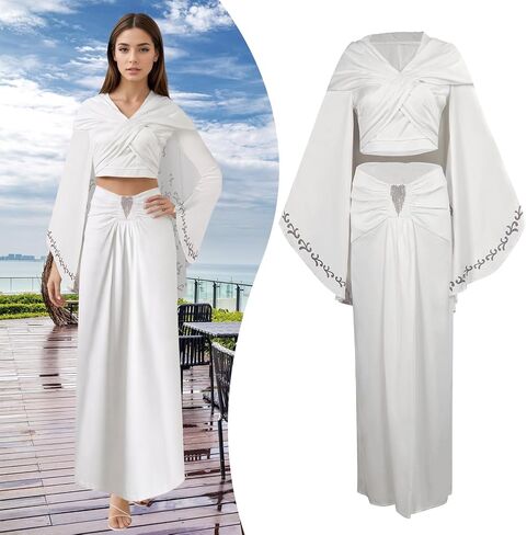 Knight Costume Women Queen Cosplay White Dress Top Skirt Accessories for Adult in Saudi Arabia