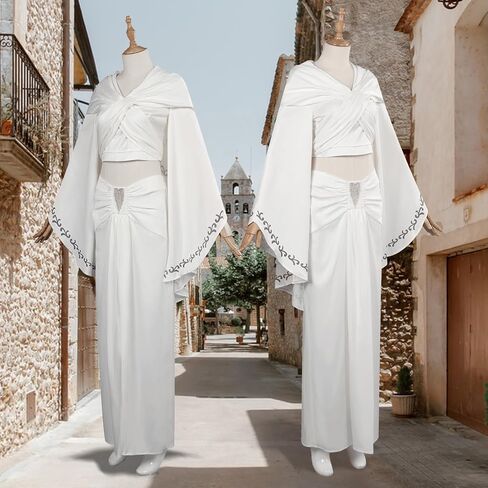 Knight Costume Women Queen Cosplay White Dress Top Skirt Accessories for Adult in Saudi Arabia