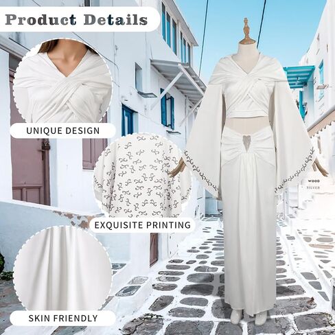 Knight Costume Women Queen Cosplay White Dress Top Skirt Accessories for Adult in Saudi Arabia