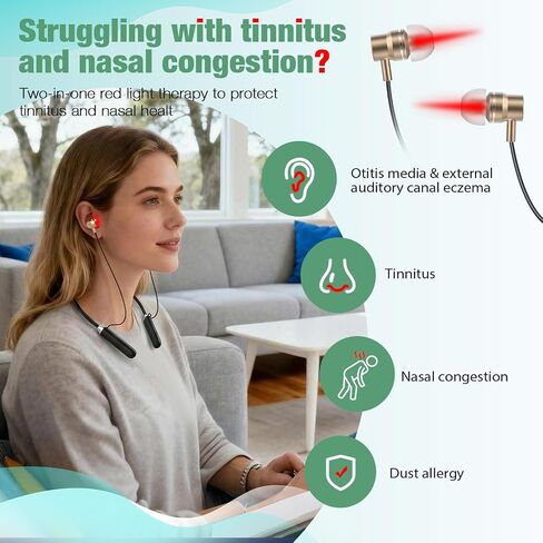 Upgraded 2-in-1 Red Light Therapy Device for Ears & Nose, Dual-Wavelength 660nm Red Light & 810nm Near-Infrared Light, Timer Function, Neck-Wearable Design for Ear Comfort & Daily Wellness Care in Saudi Arabia