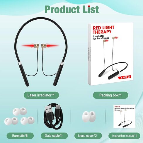 Upgraded 2-in-1 Red Light Therapy Device for Ears & Nose, Dual-Wavelength 660nm Red Light & 810nm Near-Infrared Light, Timer Function, Neck-Wearable Design for Ear Comfort & Daily Wellness Care in Saudi Arabia