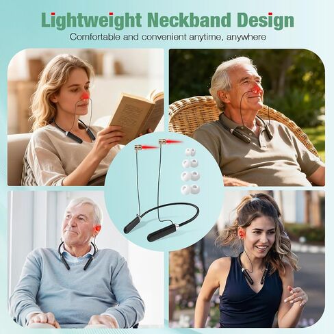 Upgraded 2-in-1 Red Light Therapy Device for Ears & Nose, Dual-Wavelength 660nm Red Light & 810nm Near-Infrared Light, Timer Function, Neck-Wearable Design for Ear Comfort & Daily Wellness Care in Saudi Arabia