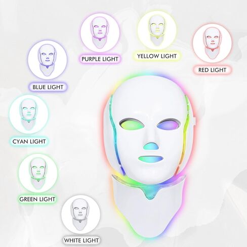 EVFOFO Red Light Therapy Mask for Face, 7 Custom Modes with 850nm NIR & 630nm Red Light, Portable LED Face Mask Light Therapy with Timer for Home Use, White in Saudi Arabia