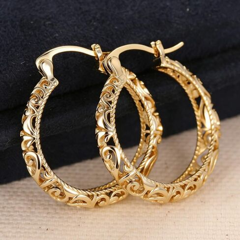Fashion Filigree Golden Circle Hoop Earrings for Women Casual Party Earrings Jewelry in Kuwait
