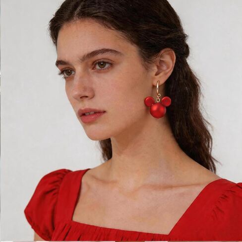 Earrings for Women Trendy, Hoop Earrings for Women, Glossy Red Charm Drop Hoops, Cute Statement Jewelry for Party Holiday Gift in Saudi Arabia