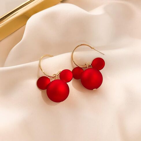 Earrings for Women Trendy, Hoop Earrings for Women, Glossy Red Charm Drop Hoops, Cute Statement Jewelry for Party Holiday Gift in Saudi Arabia