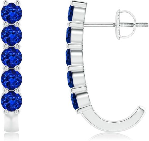 1-2.4 Ct. Certified Round Lab Emerald/Ruby/Sapphire J-Hoop Earrings For Women with Pushback|Gemstone Birthstone Jewelry in Saudi Arabia