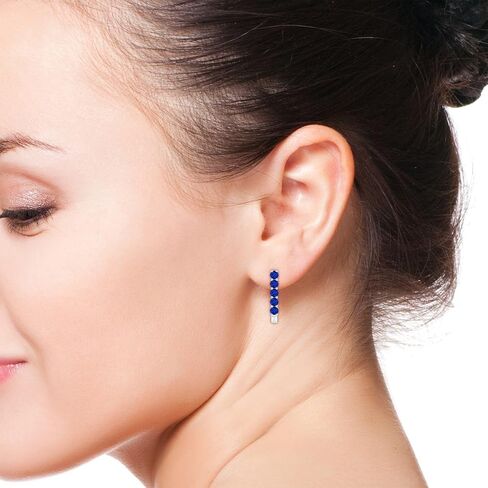 1-2.4 Ct. Certified Round Lab Emerald/Ruby/Sapphire J-Hoop Earrings For Women with Pushback|Gemstone Birthstone Jewelry in Saudi Arabia