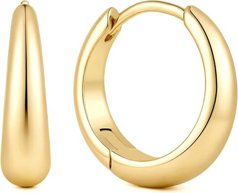 Gold Hoop Earrings for Women 14K Gold Earrings for Women 14K Gold Hoop Earring for Womens Hoops Flowing Curve for Feminine Feel Hoops Earring for Womens 13/18/ 22 MM in Saudi Arabia