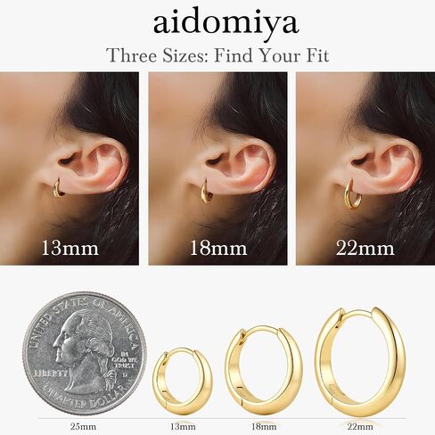 Gold Hoop Earrings for Women 14K Gold Earrings for Women 14K Gold Hoop Earring for Womens Hoops Flowing Curve for Feminine Feel Hoops Earring for Womens 13/18/ 22 MM in Saudi Arabia