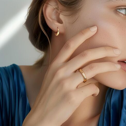 Gold Hoop Earrings for Women 14K Gold Earrings for Women 14K Gold Hoop Earring for Womens Hoops Flowing Curve for Feminine Feel Hoops Earring for Womens 13/18/ 22 MM in Saudi Arabia