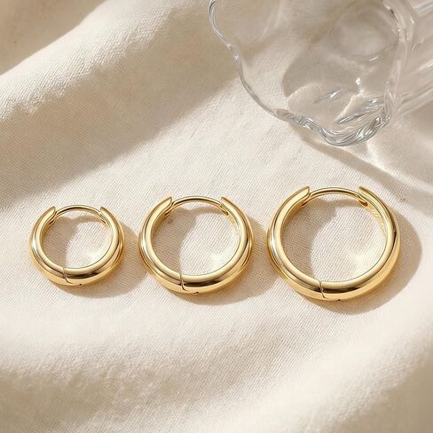 Gold Hoop Earrings for Women 14K Gold Earrings for Women 14K Gold Hoop Earring for Womens Hoops Flowing Curve for Feminine Feel Hoops Earring for Womens 13/18/ 22 MM in Saudi Arabia