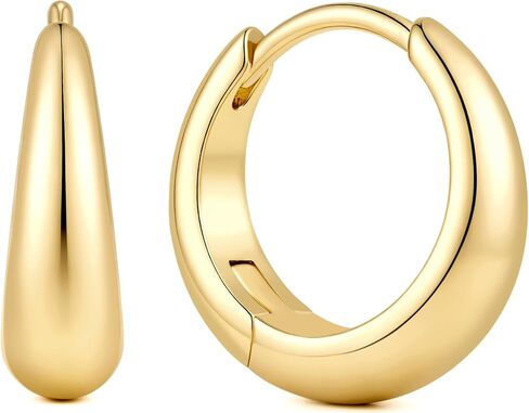 Gold Hoop Earrings for Women 14K Gold Earrings for Women 14K Gold Hoop Earring for Womens Hoops Flowing Curve for Feminine Feel Hoops Earring for Womens 13/18/ 22 MM in Saudi Arabia