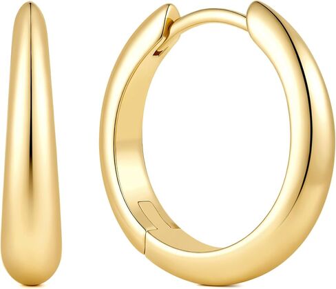 Gold Hoop Earrings for Women 14K Gold Earrings for Women 14K Gold Hoop Earring for Womens Hoops Flowing Curve for Feminine Feel Hoops Earring for Womens 13/18/ 22 MM in Saudi Arabia