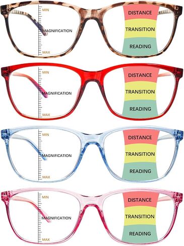 4 Pack Progressive Multifocal Reading Glasses for Women, Blue Light Blocking Oversized Readers in Saudi Arabia