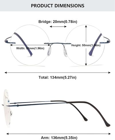 Round Rimless Reading Glasses Anti Blue Light Blocking Readers Women Men Titanium Frameless Eyeglasses Eyewear in Kuwait