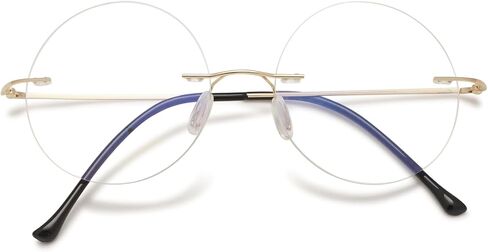 Round Rimless Reading Glasses Anti Blue Light Blocking Readers Women Men Titanium Frameless Eyeglasses Eyewear in Saudi Arabia