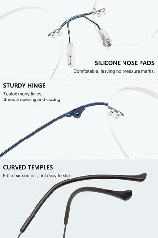 Round Rimless Reading Glasses Anti Blue Light Blocking Readers Women Men Titanium Frameless Eyeglasses Eyewear in Kuwait