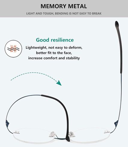 Round Rimless Reading Glasses Anti Blue Light Blocking Readers Women Men Titanium Frameless Eyeglasses Eyewear in Kuwait