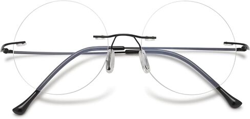 Round Rimless Reading Glasses Anti Blue Light Blocking Readers Women Men Titanium Frameless Eyeglasses Eyewear in Kuwait