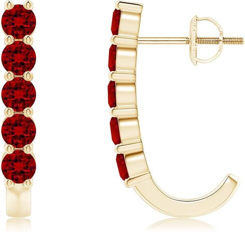 1-2.4 Ct. Certified Round Lab Emerald/Ruby/Sapphire J-Hoop Earrings For Women with Pushback|Gemstone Birthstone Jewelry in Saudi Arabia