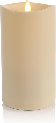 Luminara Outdoor Flameless LED Ivory Candle Melted Edge 3.75" x 7" Real Moving Flame Battery Operated Timer Plastic Weather-Resistant in Saudi Arabia