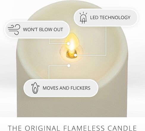 Luminara Outdoor Flameless LED Ivory Candle Melted Edge 3.75" x 7" Real Moving Flame Battery Operated Timer Plastic Weather-Resistant in Saudi Arabia