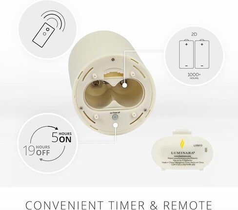 Luminara Outdoor Flameless LED Ivory Candle Melted Edge 3.75" x 7" Real Moving Flame Battery Operated Timer Plastic Weather-Resistant in Saudi Arabia