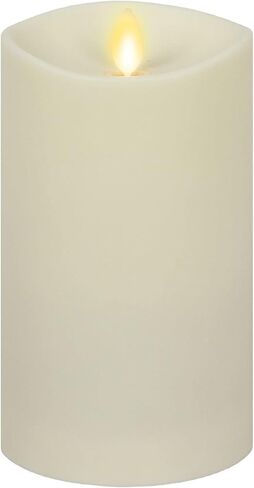 Luminara Outdoor Flameless LED Ivory Candle Melted Edge 3.75" x 7" Real Moving Flame Battery Operated Timer Plastic Weather-Resistant in Saudi Arabia