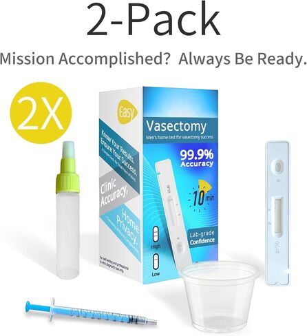 Vasectomy At Home Test Kit, Private Fast Accurate Post Vasectomy Sperm Check, Easy Operation Quick Read Results 2 Tests in Kuwait