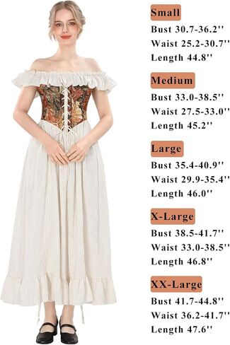 CR ROLECOS Renaissance Costume Women Floral Medieval Dress White Off Shoulder Victorian Dresses with Pocket in Kuwait