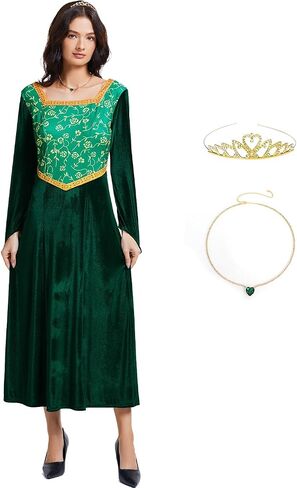 ATAMET Green princess long sleeved adult princess long skirt set female role-playing dress Halloween party in Saudi Arabia