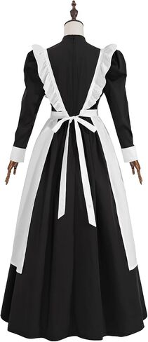 NSPSTT Pioneer Dress Women Prairie Colonial Costume with Apron Victorian Maid Outfit Black in Saudi Arabia