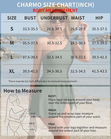 Charmo One Shoulder One Piece Swimsuit Women Tummy Control Bathing Suit with Skirt Tie Knot Cute Scalloped Swimdress in Kuwait