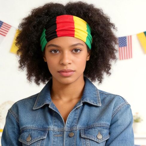 Doneace Juneteenth Headbands Rasta Headband Pan African Jamaica Juneteenth Hair Accessories Black Red Green Yellow African Colors Headwrap for Women Workout Party Parade Outfits 3Pcs in Saudi Arabia